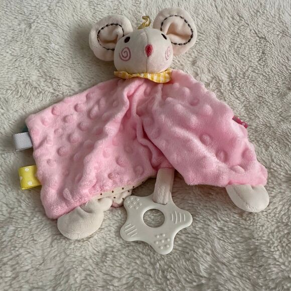 Appease Toy Pink Mouse Baby Lovey Teether Tags Minky 11” Plush Soother Blanket - Picture 3 of 6